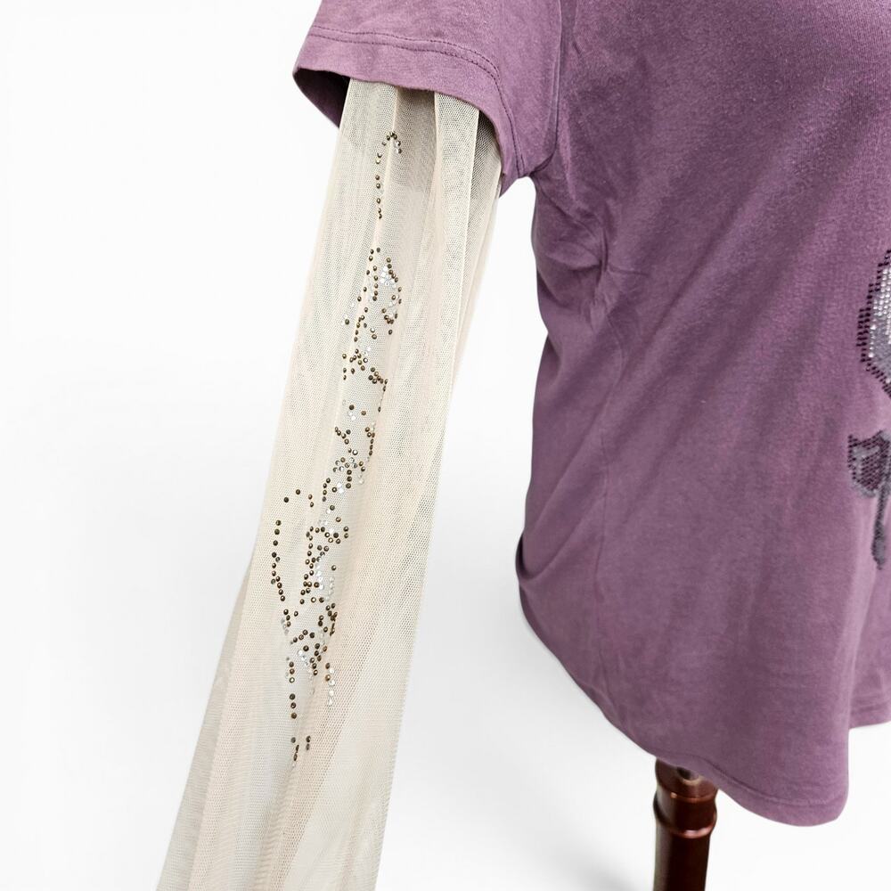 Sold - Y2k Ed Hardy McBling Top Sheer Sleeves- Large - Picture 5 of 9